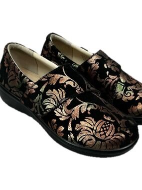 Alegria by PG Lite Lauryn Black Gold Metallic Comfort Shoes Size 37W